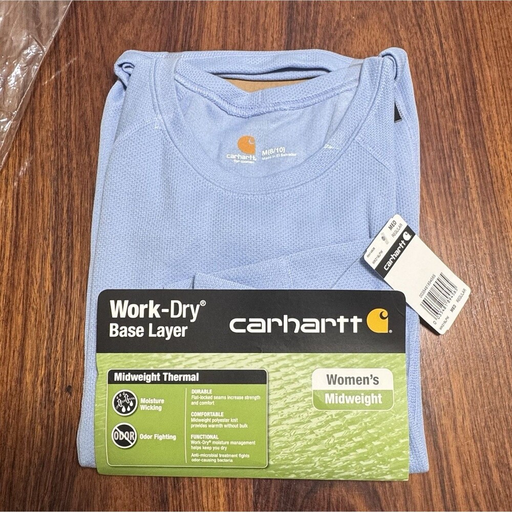 Carhartt Work-Dry Base Layer Women Crew Neck Thermal Shirt Size M 8-10 New Warm